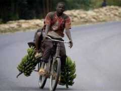 蒲隆地亡命腳踏車手，載500斤香蕉狂飆70碼,翻車現場悲慘